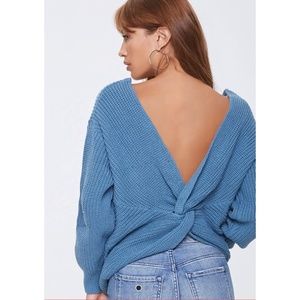NWT F21 Ribbed Twisted Back Sweater